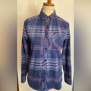 ORVIS classic collection flannel shirt for girls. Size: extra small. Blue.